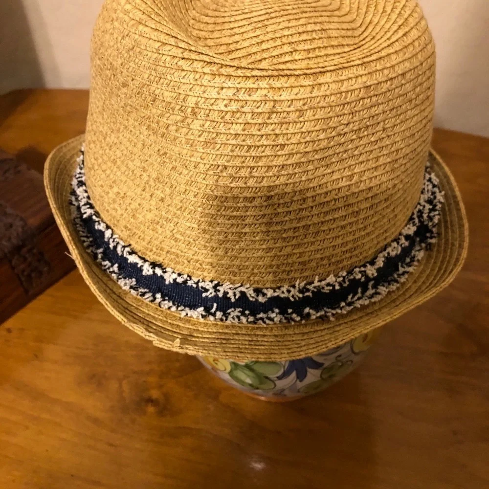 Tan Fedora with Denim Trim